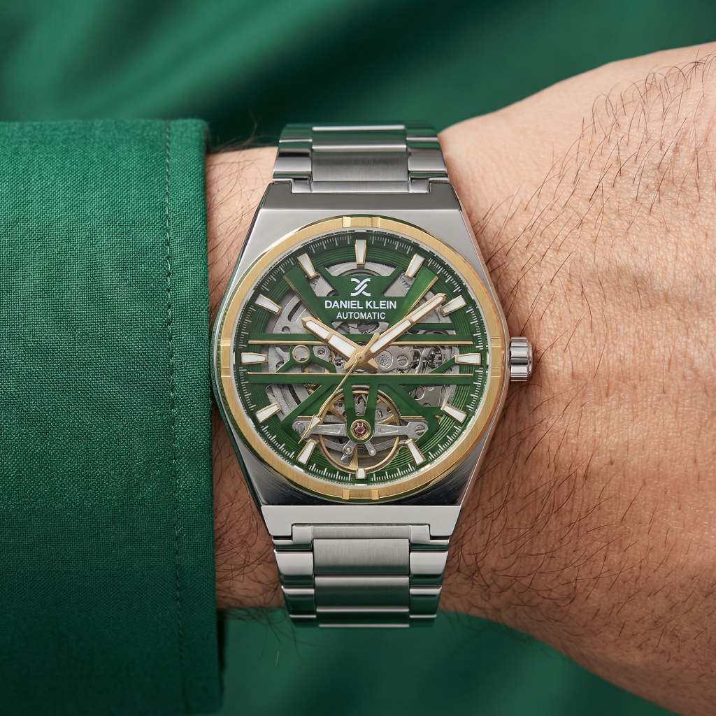 Daniel Klein Skeleton Silver Stainless Steel Watch for Men DK.1.14268-5