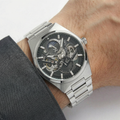 Daniel Klein Skeleton Silver Stainless Steel Watch for Men DK.1.14269-4