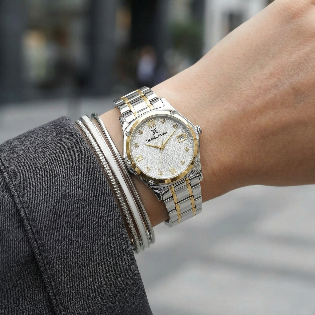 Daniel Klein Premium Silver and Gold Stainless Steel Watch for Women DK.1.14271-3