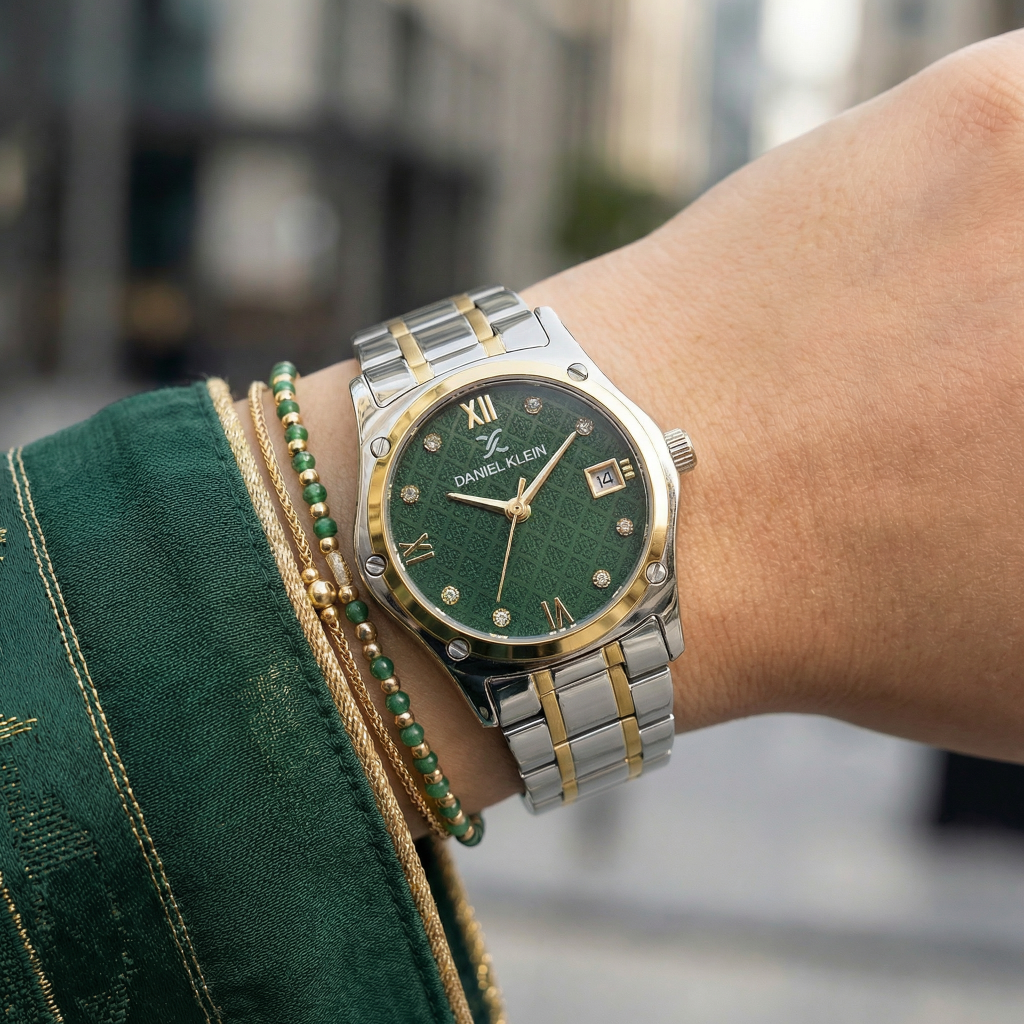 Daniel Klein Premium Silver and Gold Stainless Steel Watch for Women DK.1.14271-4