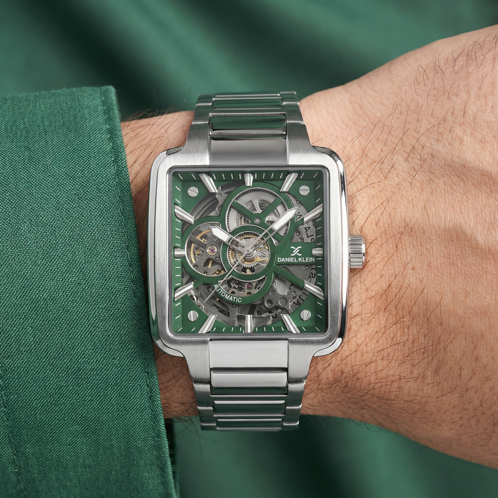 Daniel Klein Skeleton Silver Stainless Steel Watch for Men DK.1.14279-4