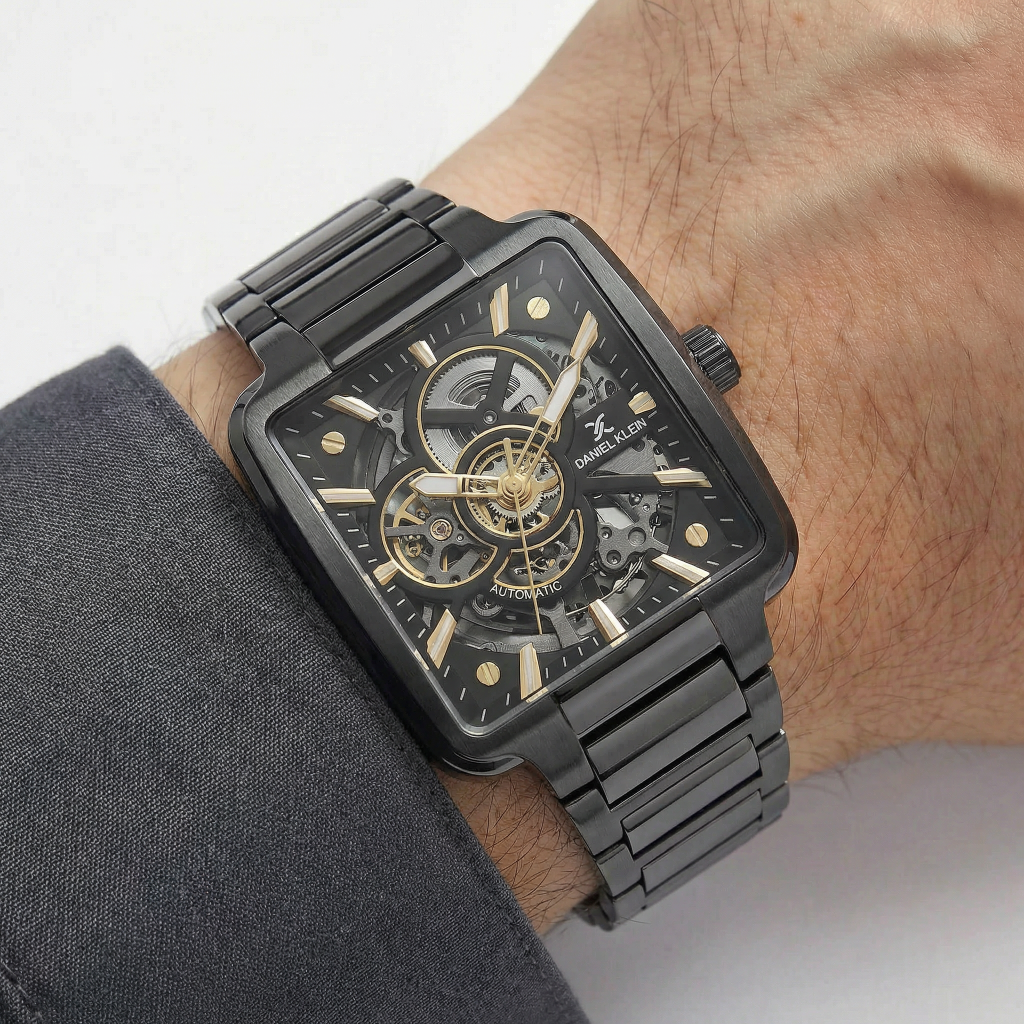 Daniel Klein Skeleton Black Stainless Steel Watch for Men DK.1.14279-5
