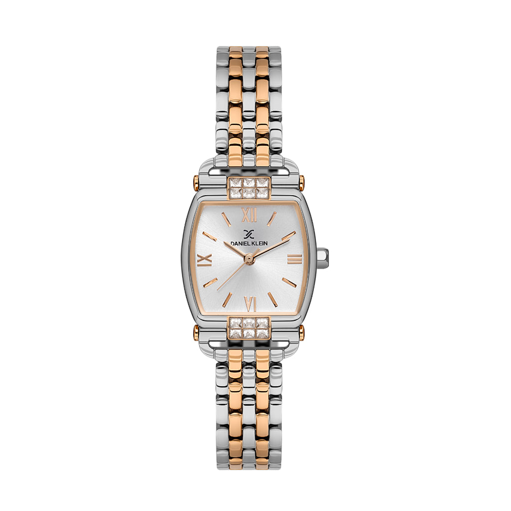 Daniel Klein Premium Silver and Rose Gold Stainless Steel Watch for Women DK.1.14281-6