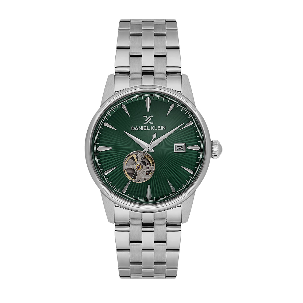 Daniel Klein Skeleton Silver Stainless Steel Automatic Watch for Men DK.1.14284-4