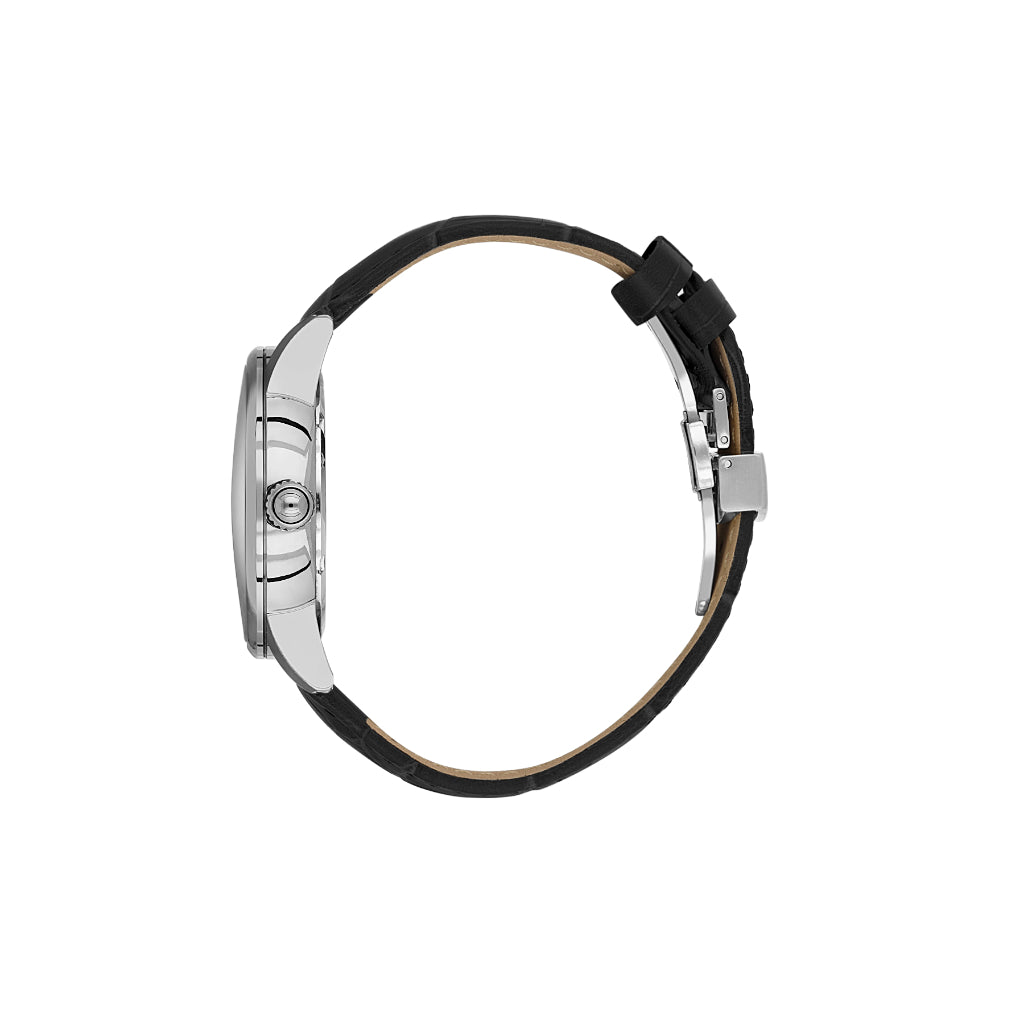 Daniel Klein Skeleton Black Leather Automatic Watch for Men DK.1.14285-2