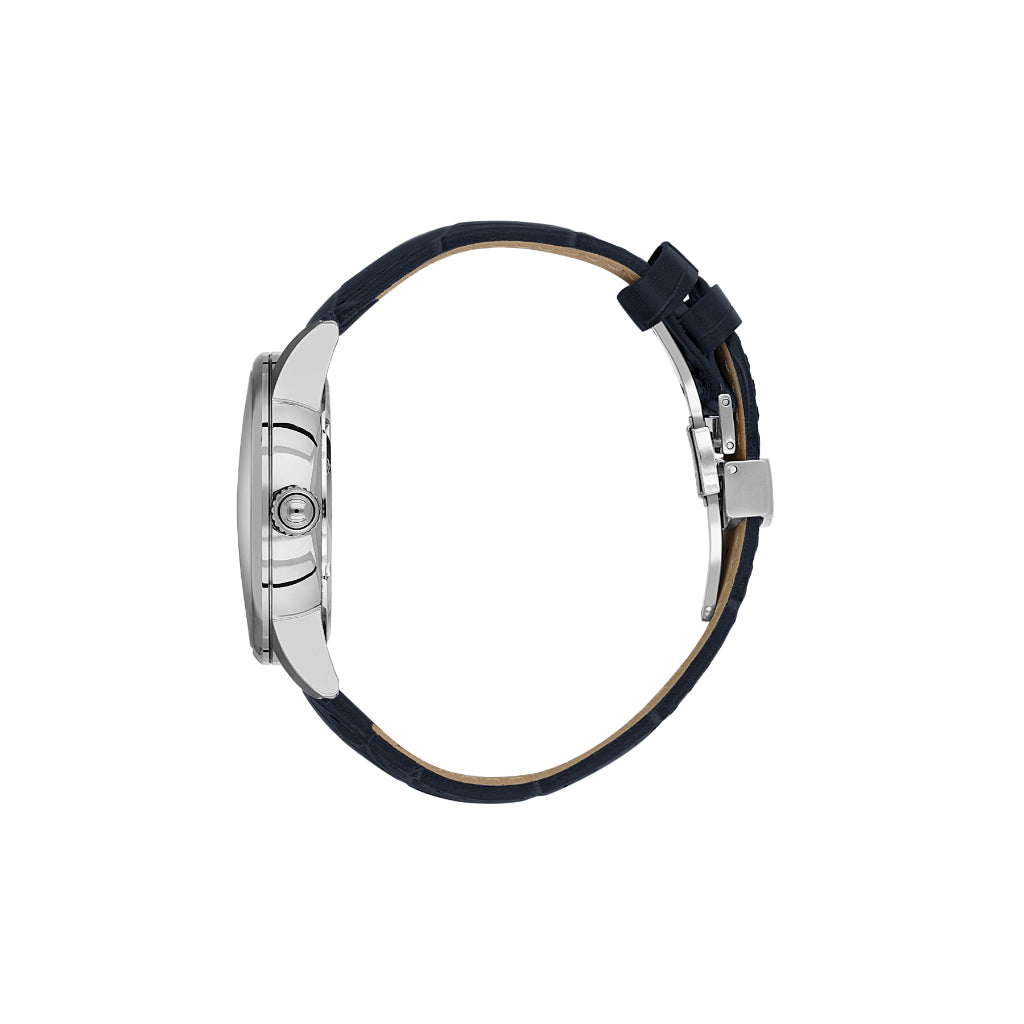 Daniel Klein Skeleton Dark Blue Leather Automatic Watch for Men DK.1.14285-3