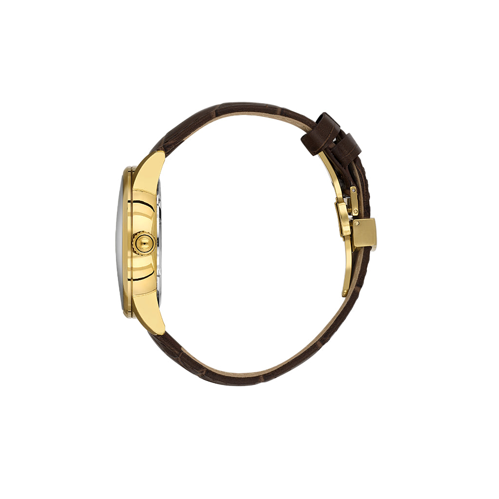 Daniel Klein Skeleton Dark Brown Leather Automatic Watch for Men DK.1.14285-5