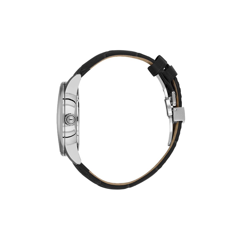 Daniel Klein Steely Black Leather Watch for Men DK.1.14287-2