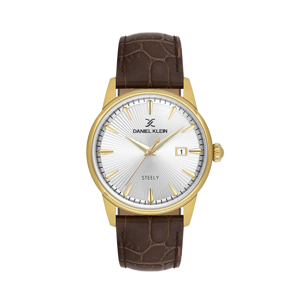 Daniel Klein Steely Dark Brown Leather Watch for Men DK.1.14287-4