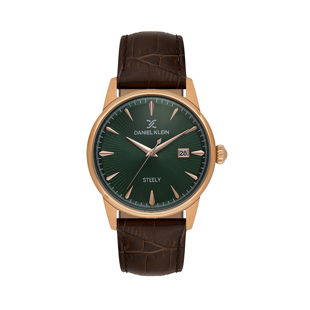Daniel Klein Steely Dark Brown Leather Watch for Men DK.1.14287-5