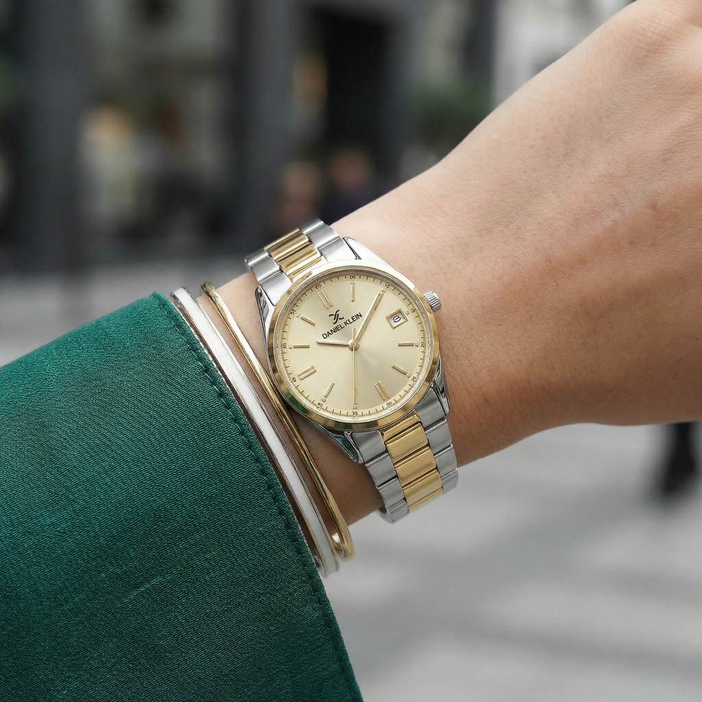 Daniel Klein Premium Silver and Gold Stainless Steel Watch for Women DK.6.14133-4