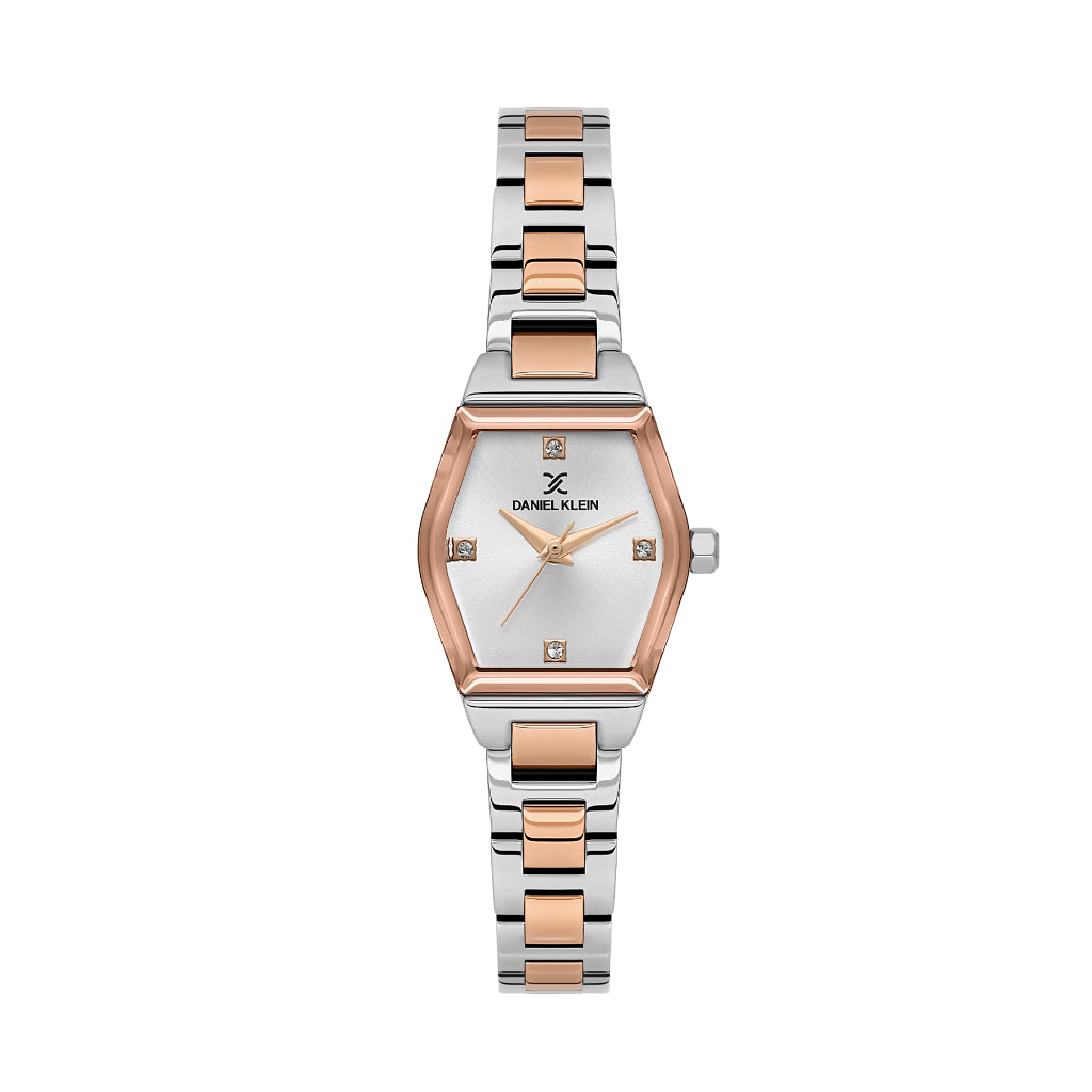Daniel Klein Premium Silver and Rose Gold Stainless Steel Watch for Women DK.6.14186-6