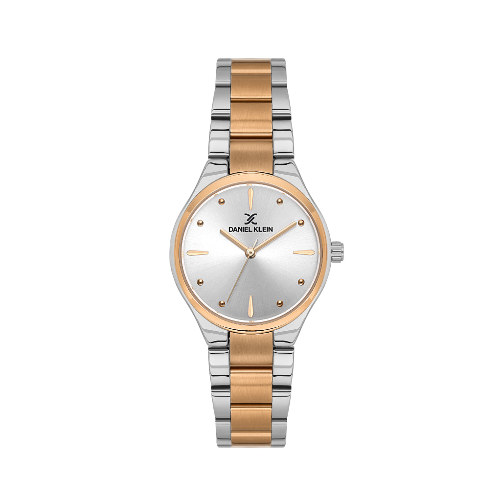 Daniel Klein Premium Silver and Rose Gold Stainless Steel Watch for Women DK.6.14190-6