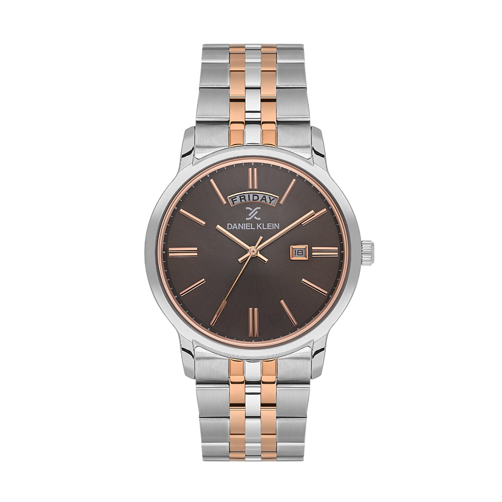Daniel Klein Premium Silver and Rose Gold Stainless Steel Watch for Men DK.6.14203-5