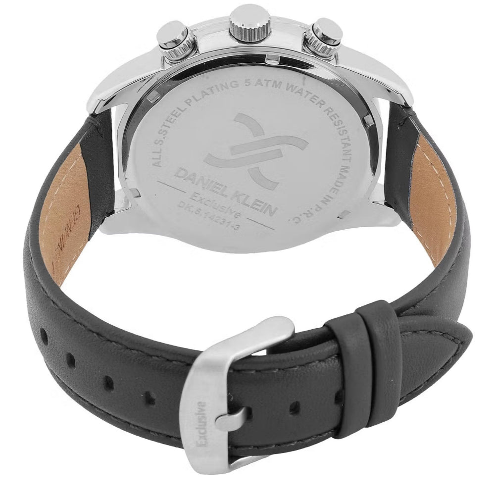 Daniel Klein Leather Black Watch for Men DK.6.14231-2