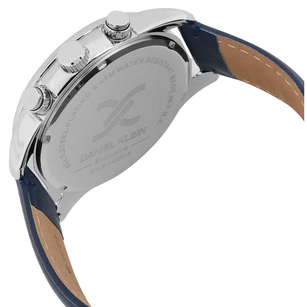 Daniel Klein Exclusive Dark Blue Leather Watch for Men DK.6.14231-3