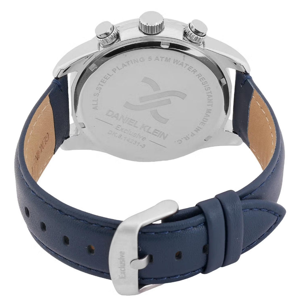 Daniel Klein Leather Dark Blue Watch for Men DK.6.14231-3