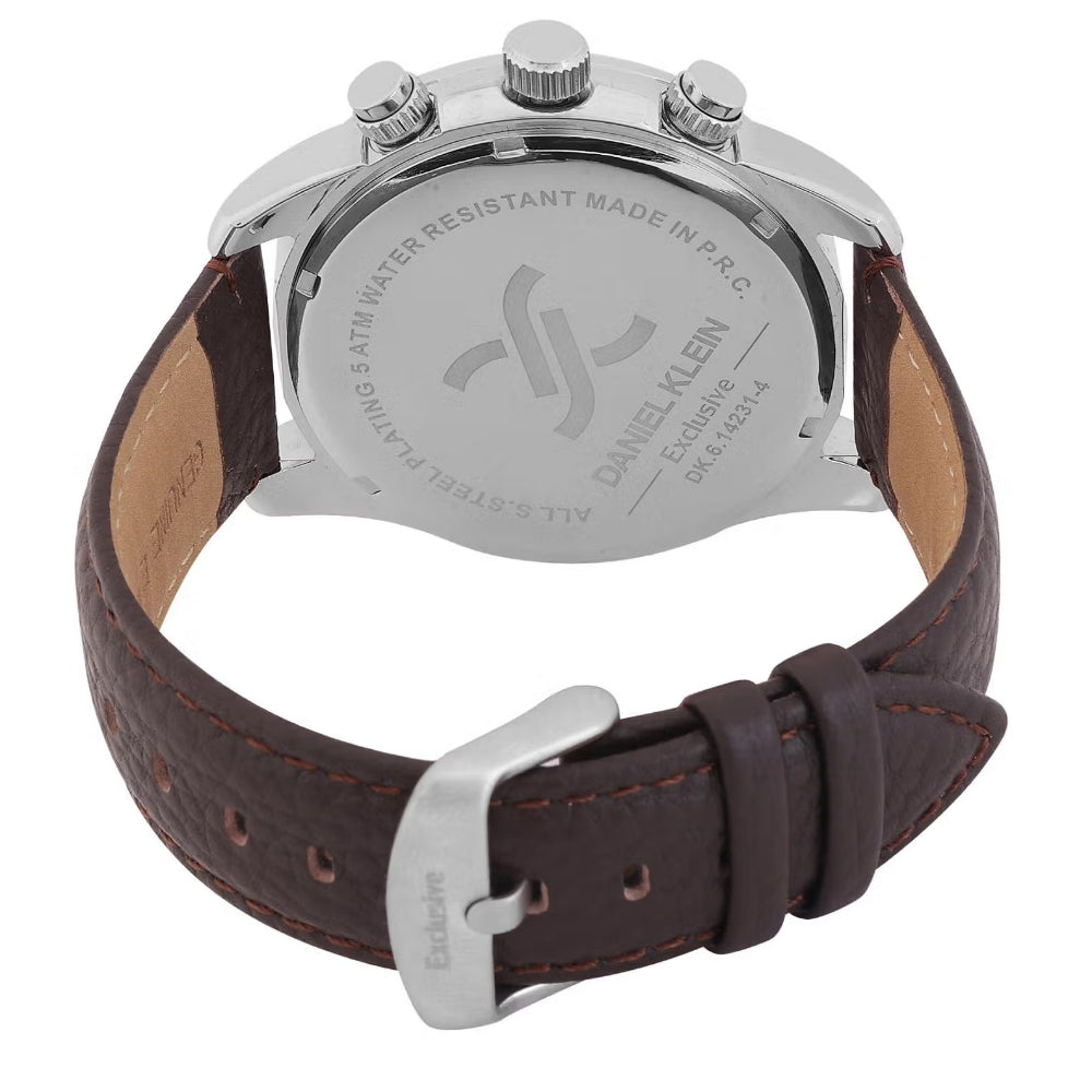 Daniel Klein Leather Dark Brown Watch for Men DK.6.14231-4