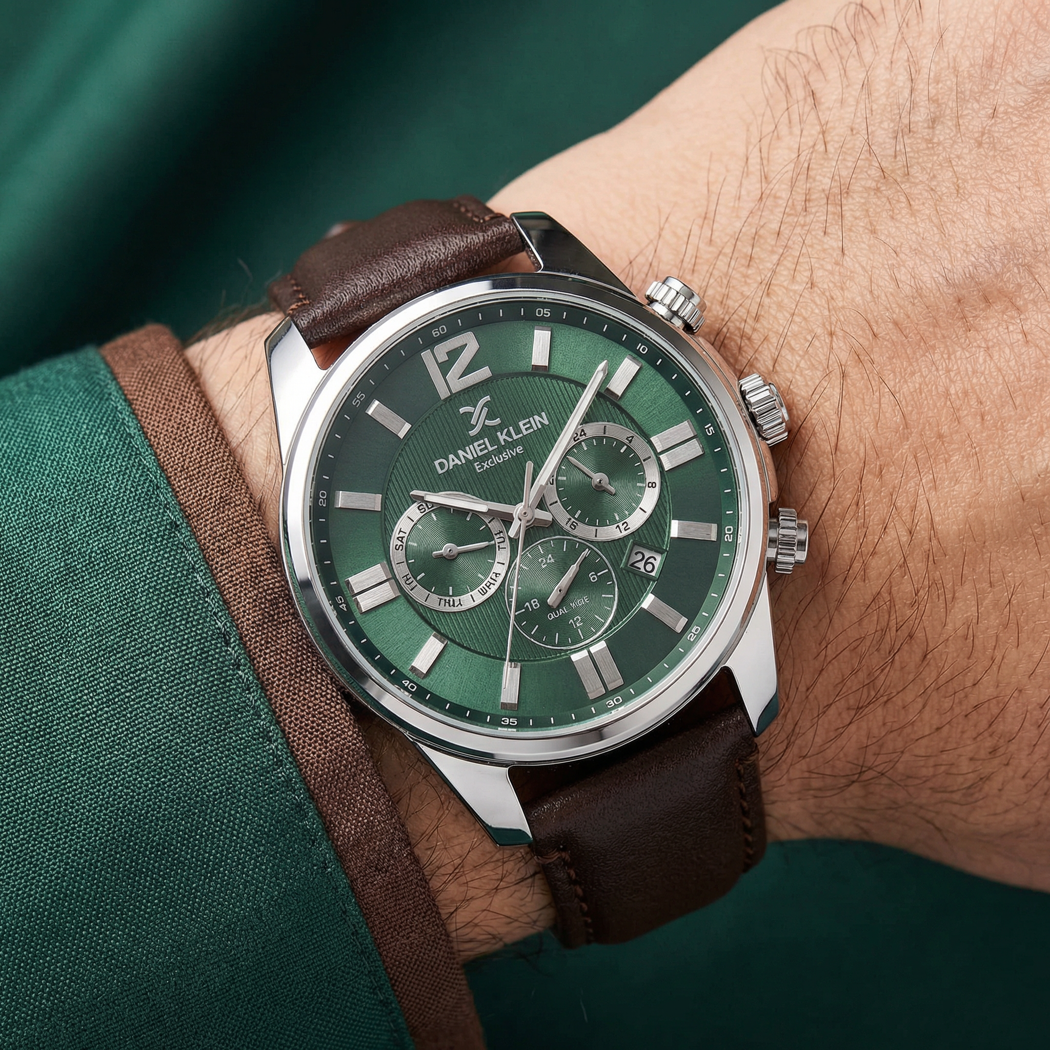 Daniel Klein Exclusive Dark Brown Leather Watch for Men DK.6.14231-4