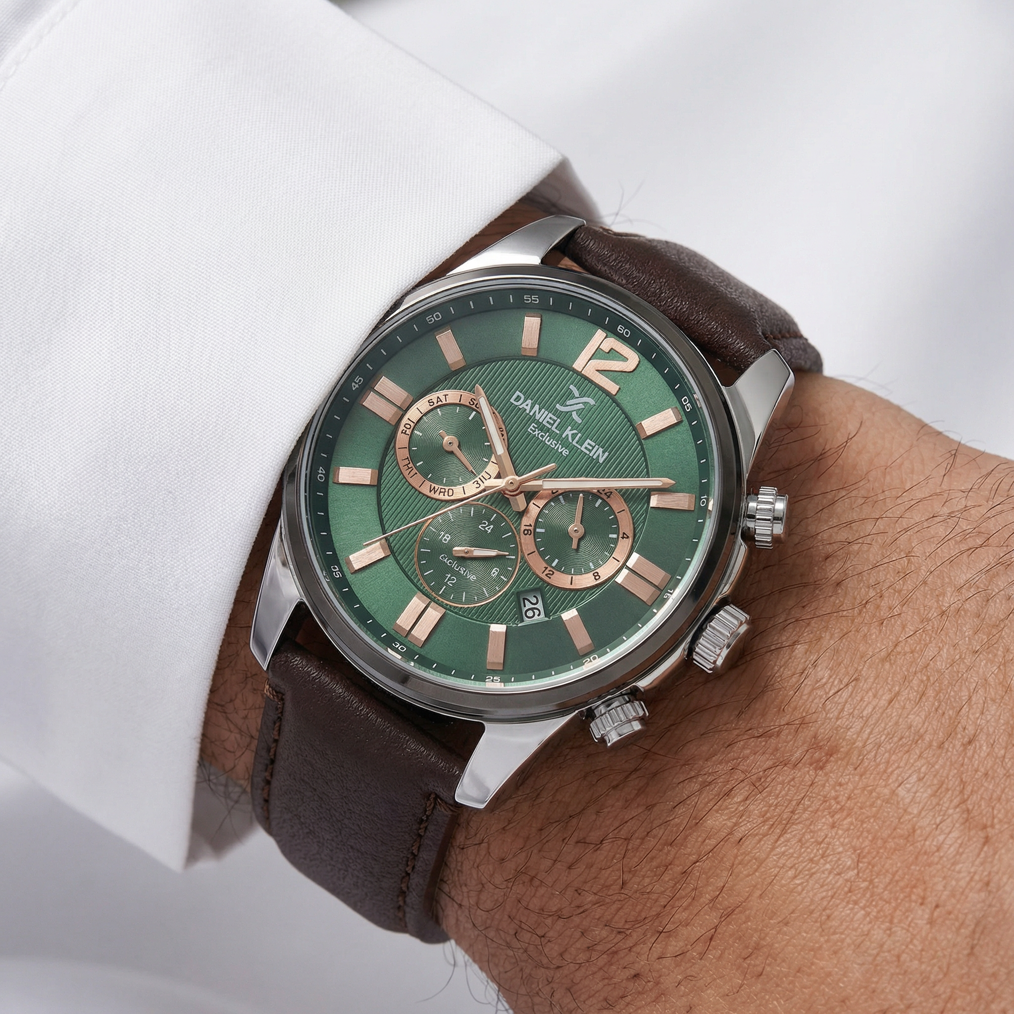 Daniel Klein Exclusive Dark Brown Leather Watch for Men DK.6.14231-6