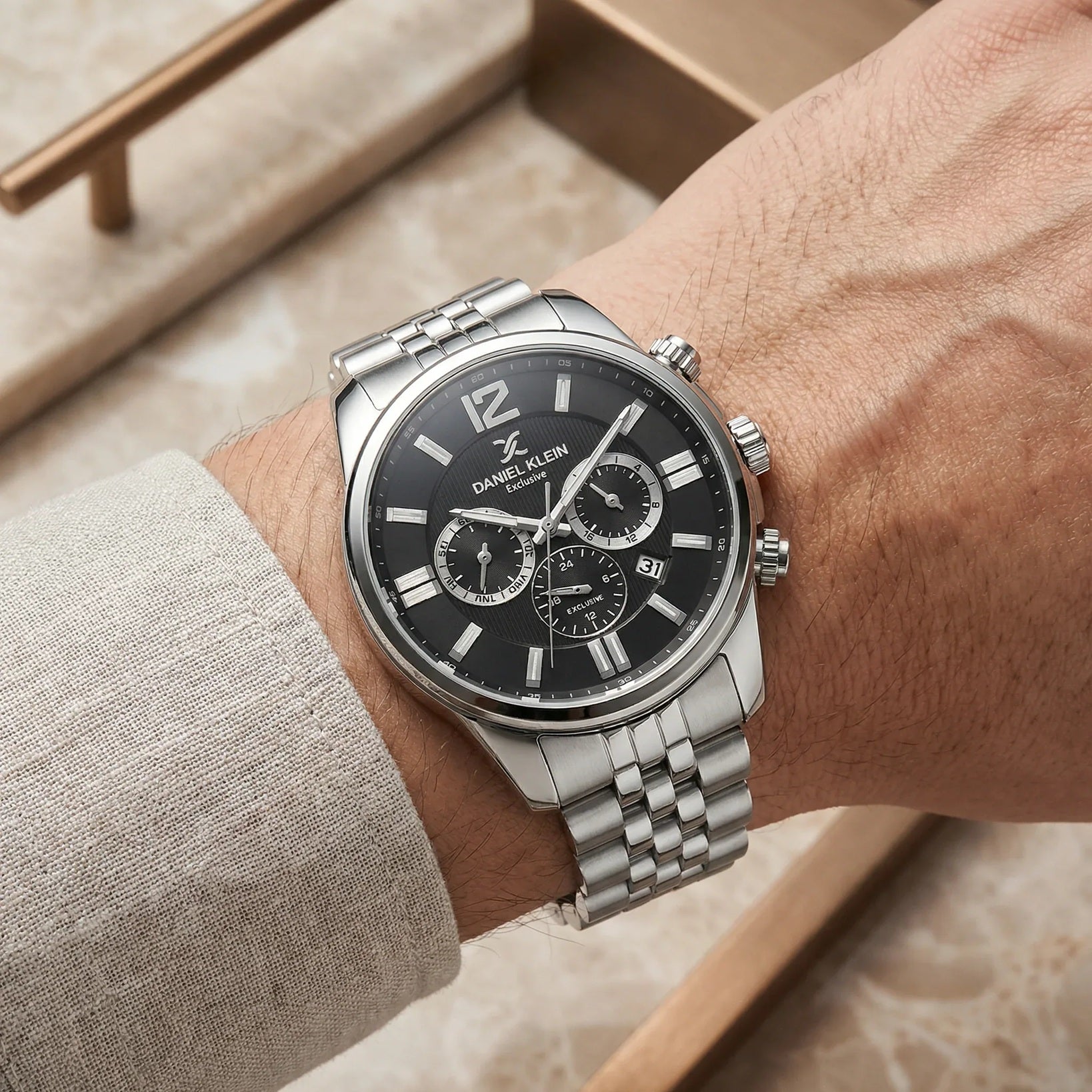 Daniel Klein Exclusive Silver Stainless Steel Watch for Men DK.6.14232-2