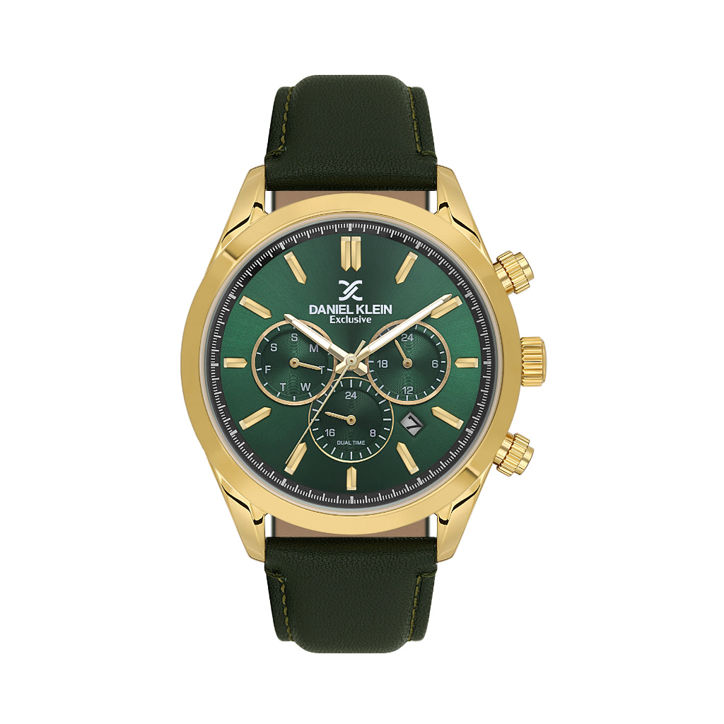 Daniel Klein Exclusive Dark Green Leather Watch for Men DK.6.14260-4