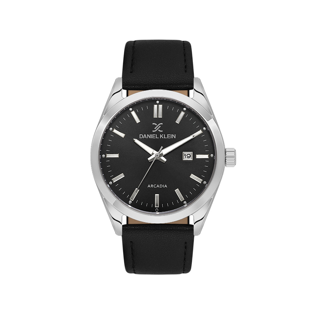 Daniel Klein Arcadia Black Leather Watch for Men DK.6.14272-1