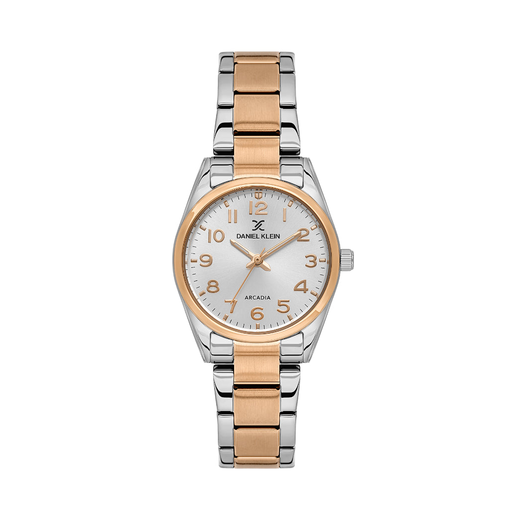 Daniel Klein Arcadia Silver and Rose Gold Stainless Steel Watch for Women DK.6.14275-8