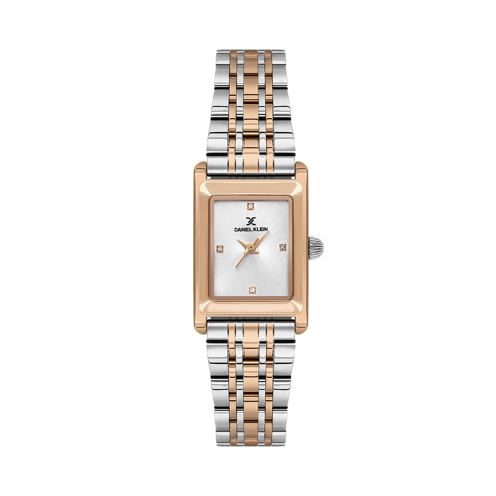 Daniel Klein Premium Silver and Rose Gold Stainless Steel Watch for Women DK.1.14108-6