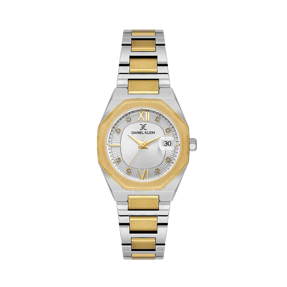 Daniel Klein Premium Silver and Gold Stainless Steel Watch for Women DK.1.14109-3