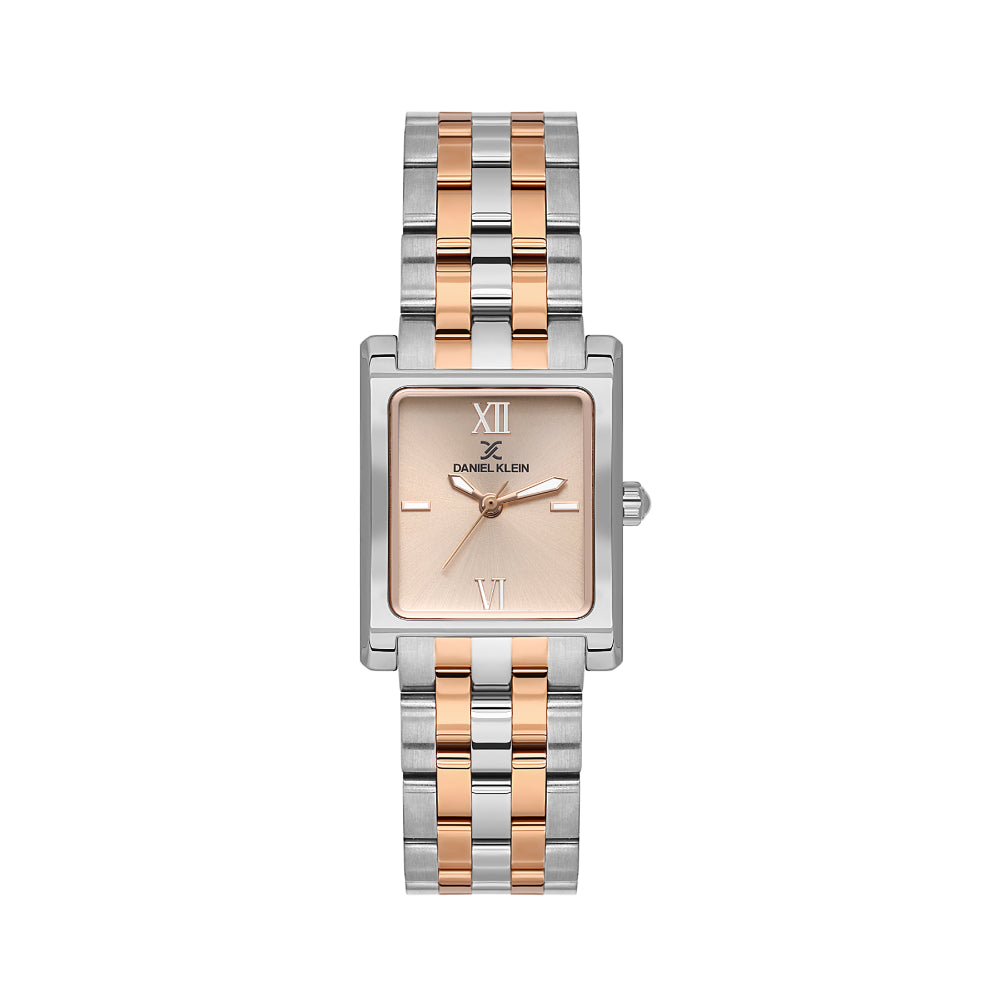 Daniel Klein Premium Silver and Rose Gold Stainless Steel Watch for Women DK.1.14111-6