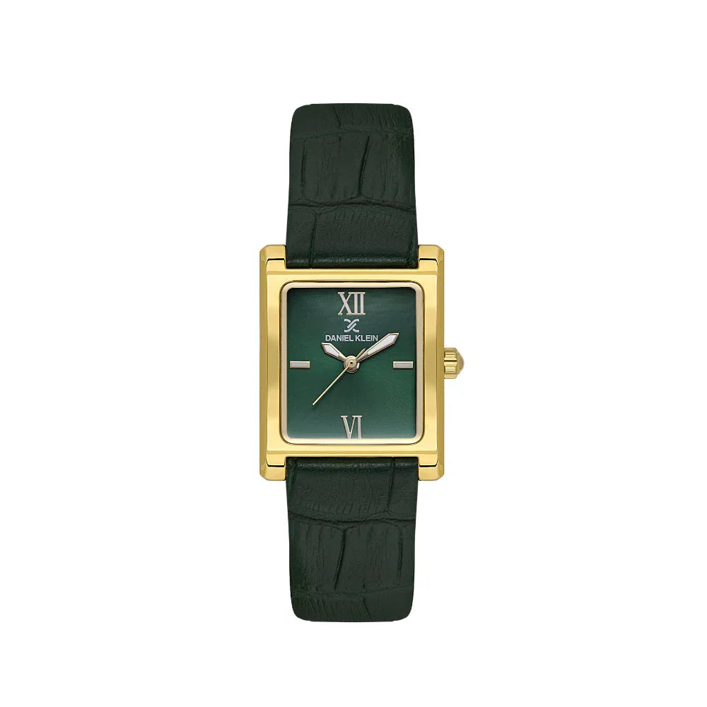 Daniel Klein Premium Dark Green Leather Watch for Women DK.1.14112-4 - Daniel Klein Saudi Arabia