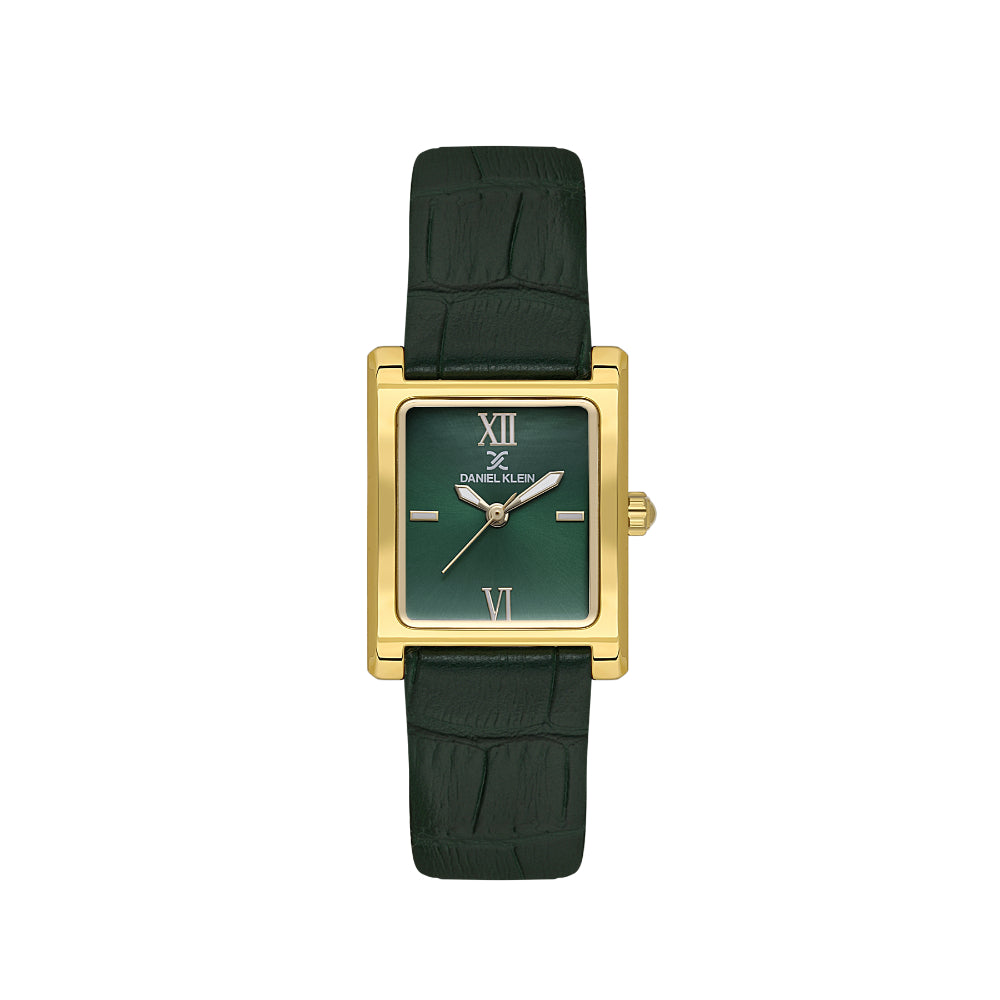 Daniel Klein Premium Dark Green Leather Watch for Women DK.1.14112-4