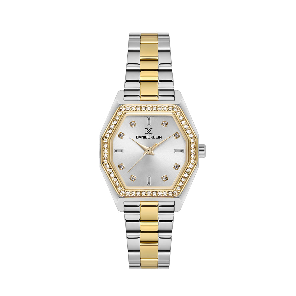 Daniel Klein Premium Silver and Gold Stainless Steel Watch for Women DK.1.14113-4