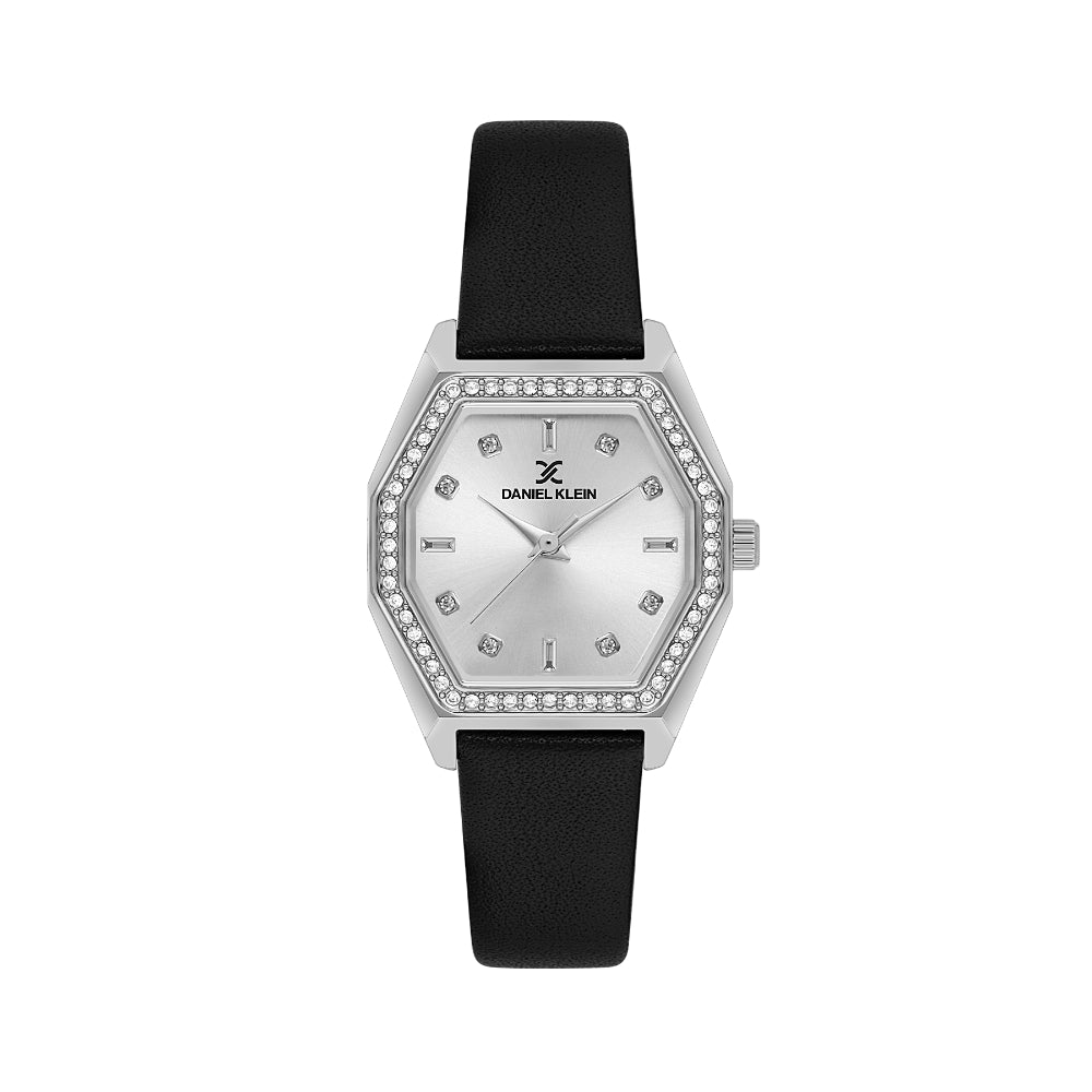 Daniel Klein Leather Black Watch for Women DK.1.14114-1