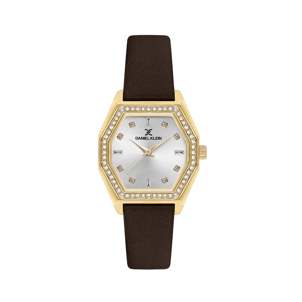 Daniel Klein Premium Dark Brown Leather Watch for Women DK.1.14114-3 - Daniel Klein Saudi Arabia