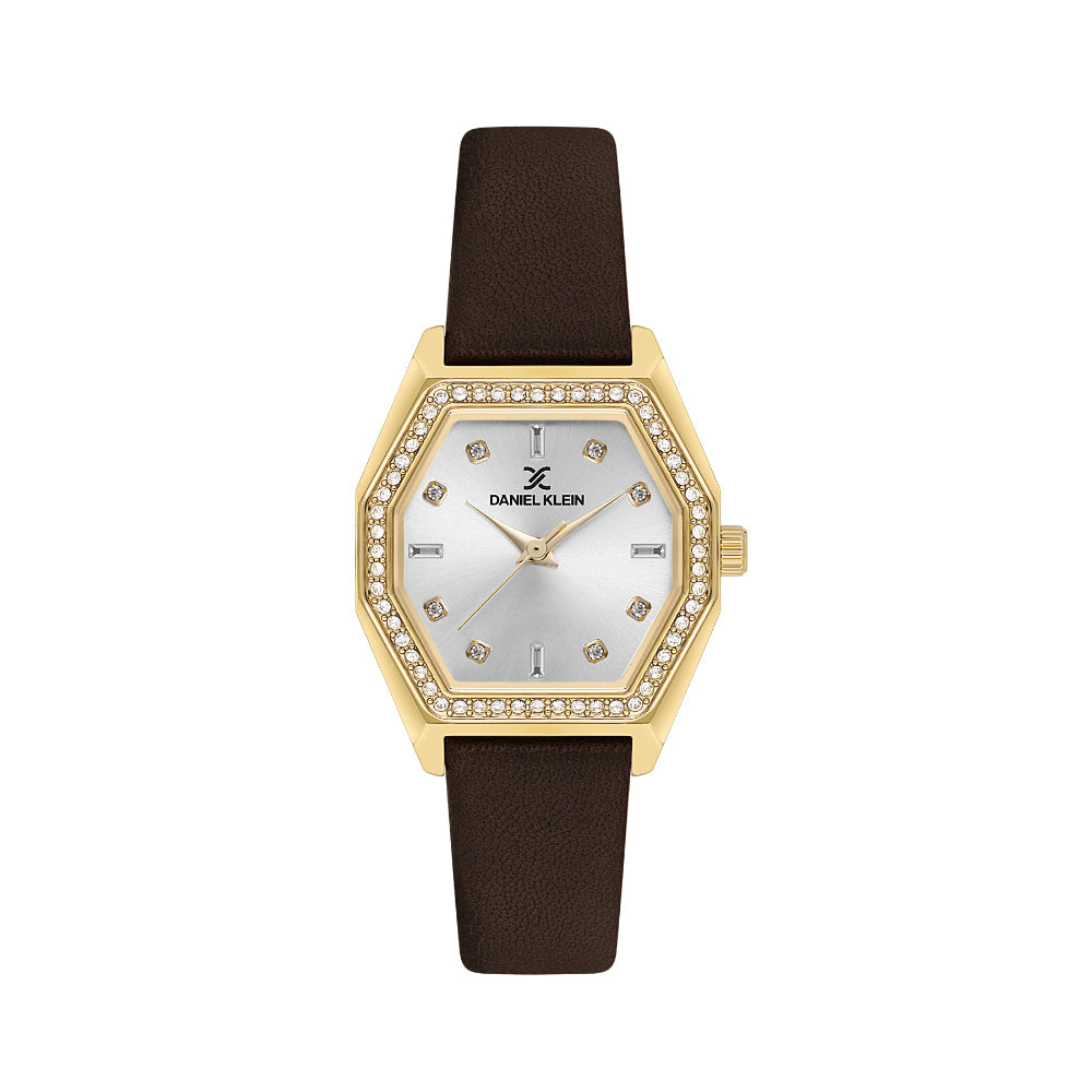 Daniel Klein Premium Dark Brown Leather Watch for Women DK.1.14114-3