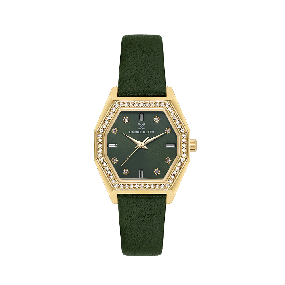 Daniel Klein Premium Green Leather Watch for Women DK.1.14114-4