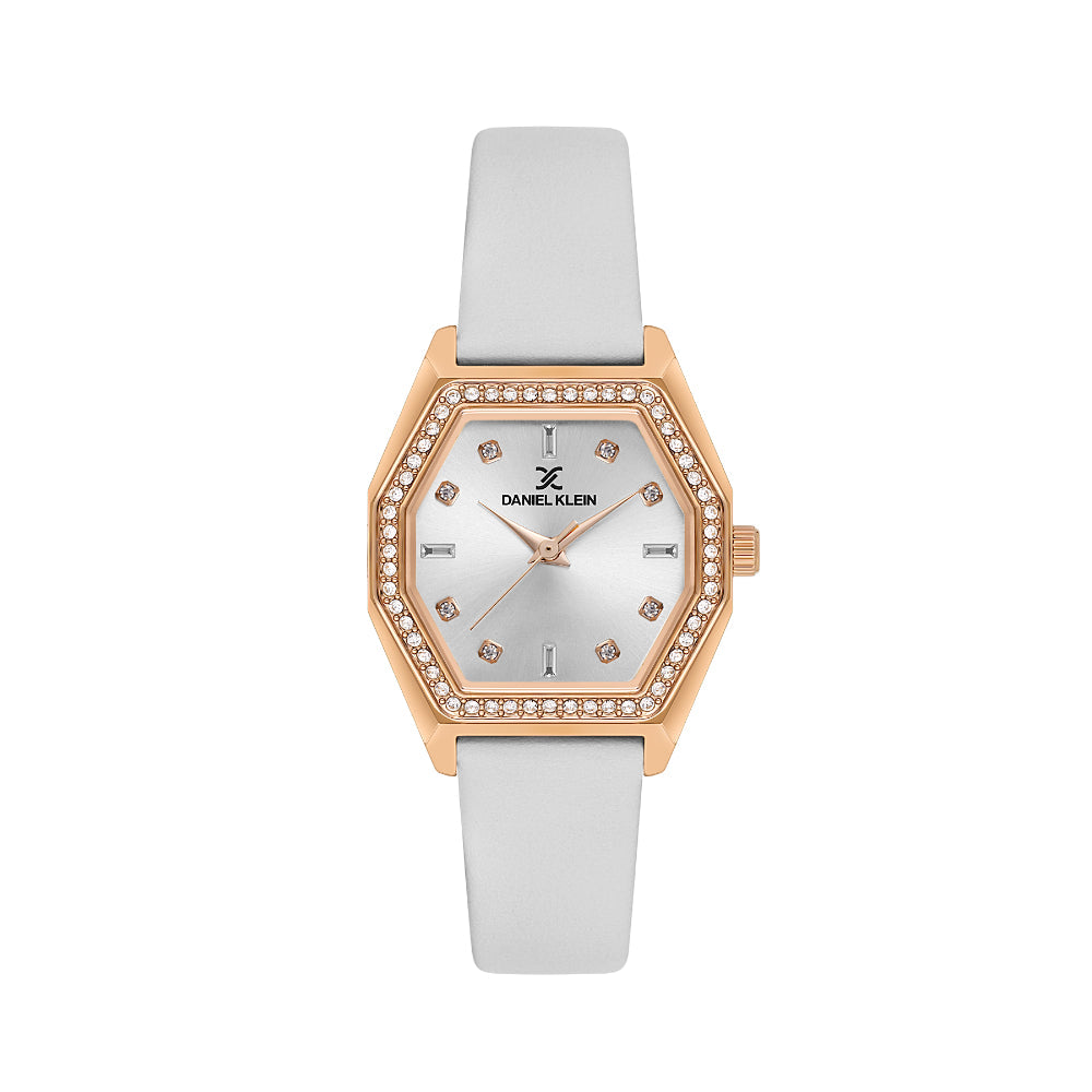 دانيال كلاين ساعة جلدية بيضاء للنساء DK.1.14114-5