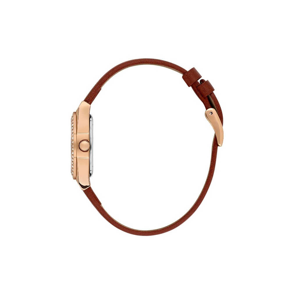 دانيال كلاين ساعة جلدية داكنة حمراء للنساء DK.1.14114-6