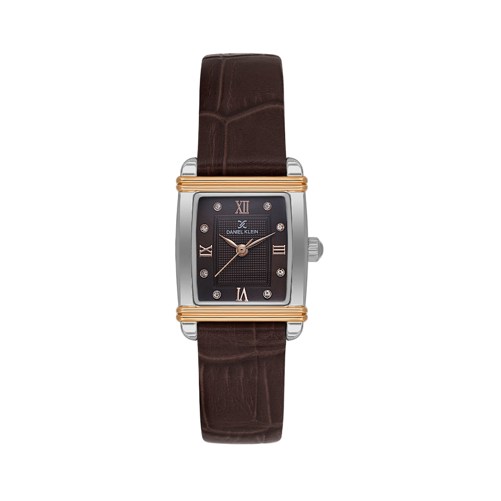 Daniel Klein Premium Dark Brown Leather Watch for Women DK.1.14116-6