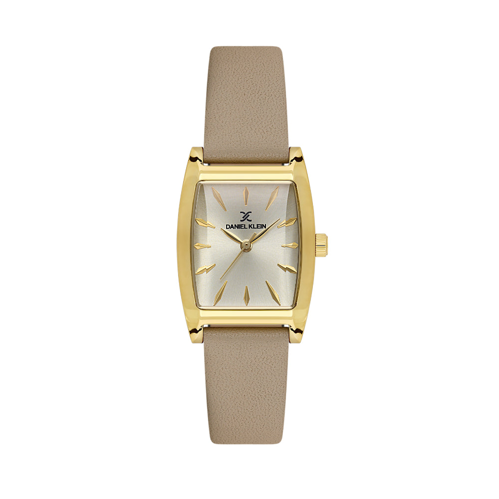 Daniel Klein Premium Beige Leather Watch for Women DK.1.14120-4