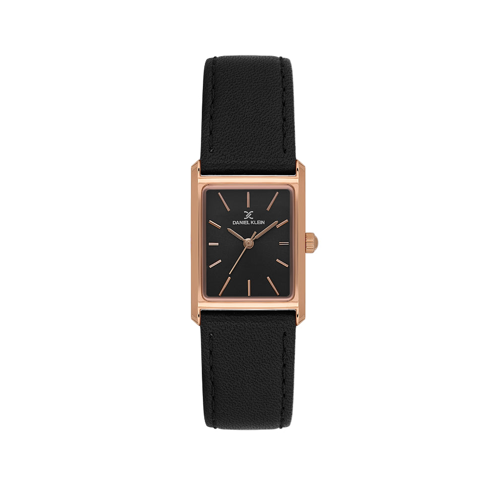 دانيال كلاين ساعة جلدية سوداء للنساء DK.1.14124-6