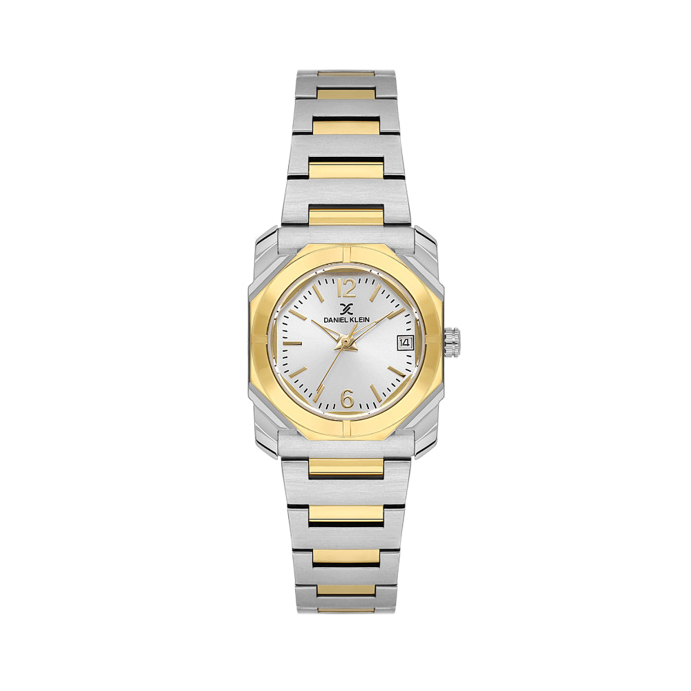 Daniel Klein Premium Silver and Gold Stainless Steel Watch for Women DK.1.14128-5