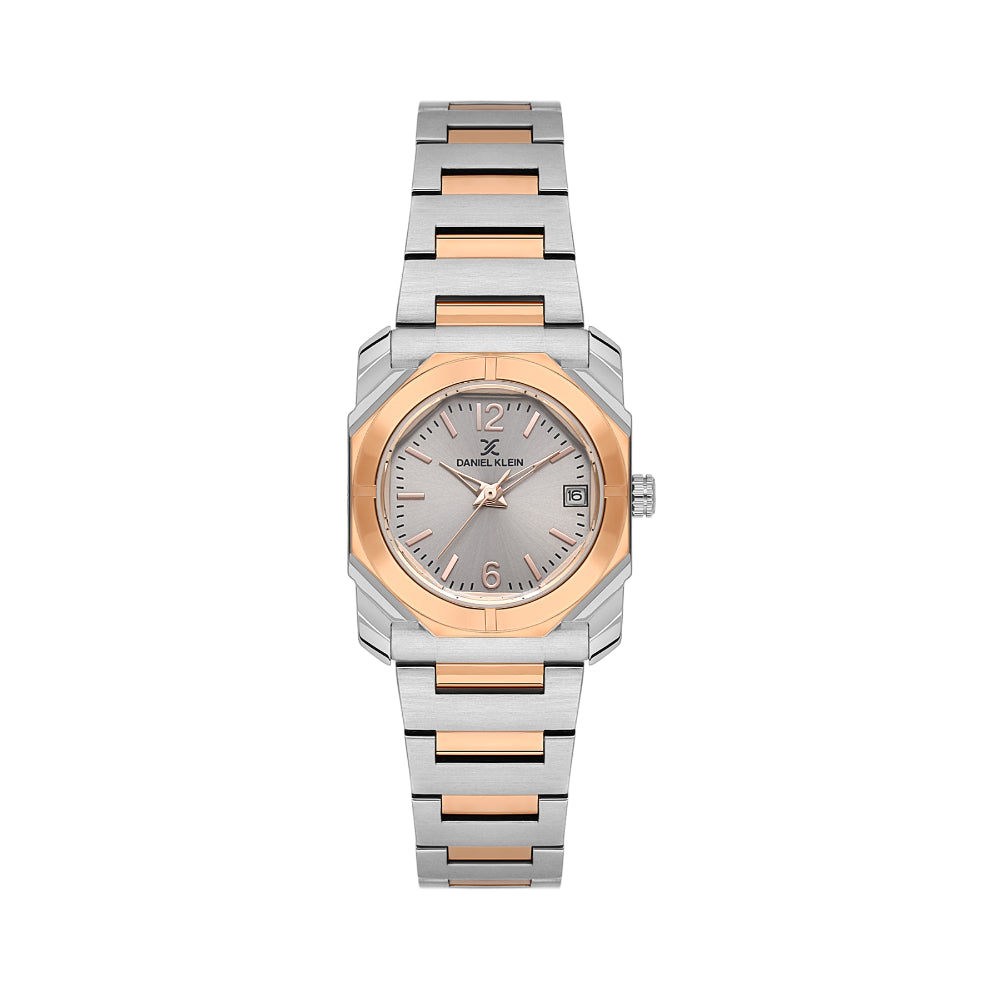 Daniel Klein Premium Silver and Rose Gold Stainless Steel Watch for Women DK.1.14128-6