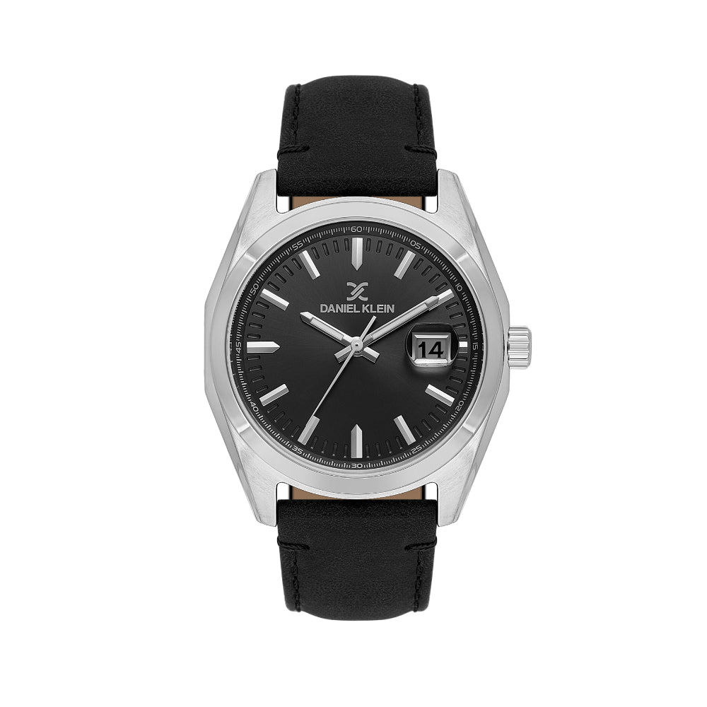Daniel Klein Leather Black Watch for Men DK.1.14138-1