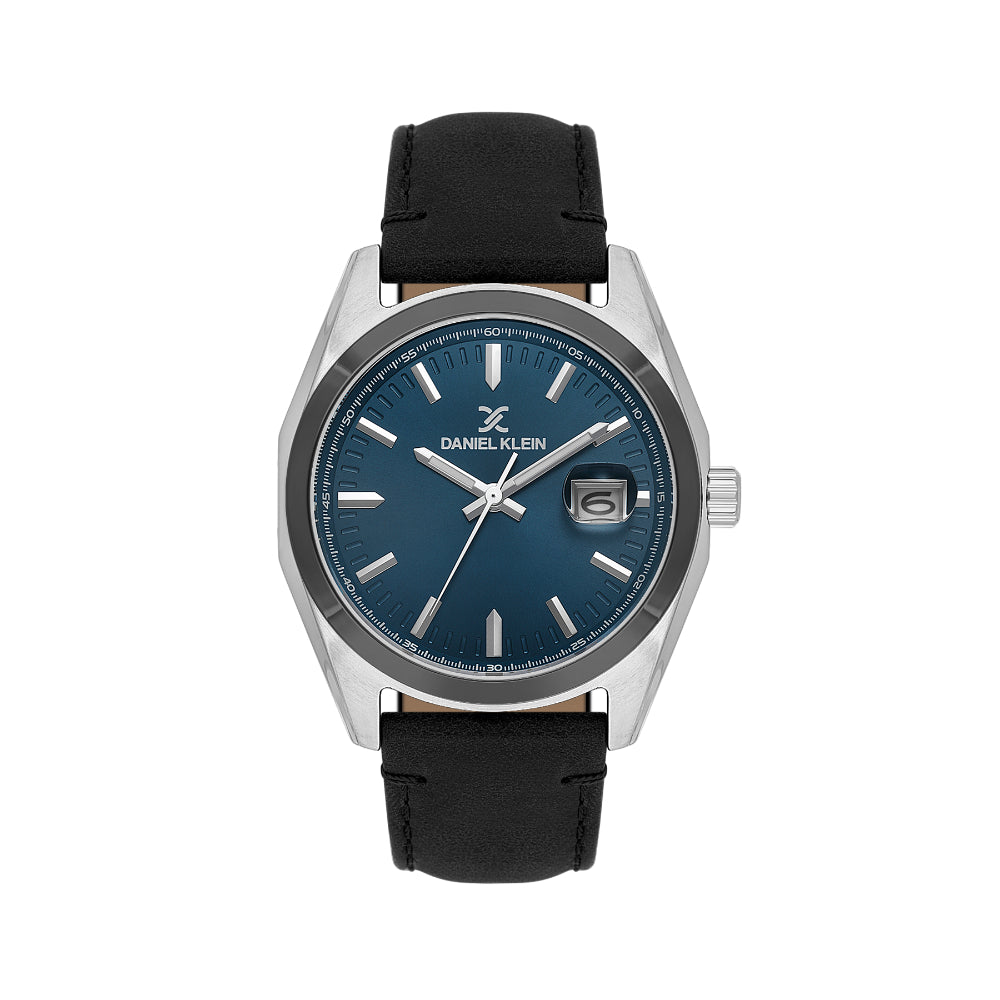 Daniel Klein Leather Black Watch for Men DK.1.14138-4
