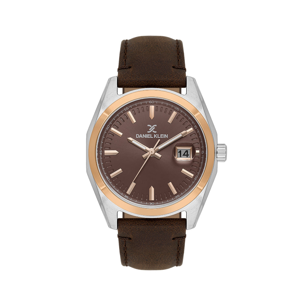 Daniel Klein Premium Dark Brown Leather Watch for Men DK.1.14138-5
