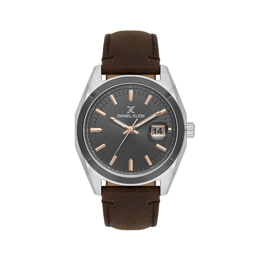 Daniel Klein Premium Dark Brown Leather Watch for Men DK.1.14138-6
