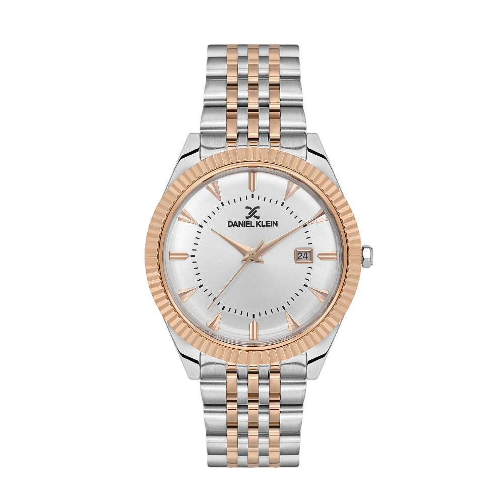 Daniel Klein Premium Silver and Rose Gold Stainless Steel Watch for Men DK.1.14139-4